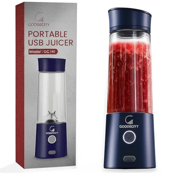 Goodscity Blender For Smoothie And Juices | Portable Hand Blender For Kitchen | Usb Rechargeable Fruit Juicer | 6 Sharp Ss Blade | 400 Ml Food Grade Jar